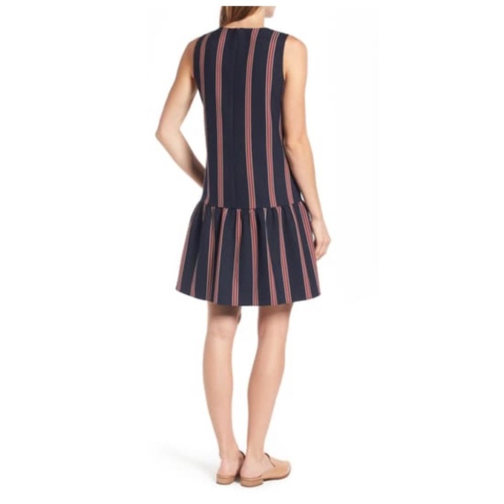 Halogen Navy Strioed Flounce Back Shift Dress - image 2
